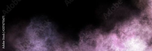 Thick white and grey smoke clouds on a dark void. Dramatic panoramic banner perfect for cinematic fog, steam, and horror movie effects.
