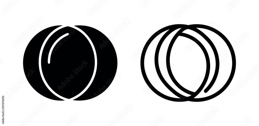 Obraz premium Overlapping circles icon, abstract spheres or geometric shapes symbol in solid and outline styles