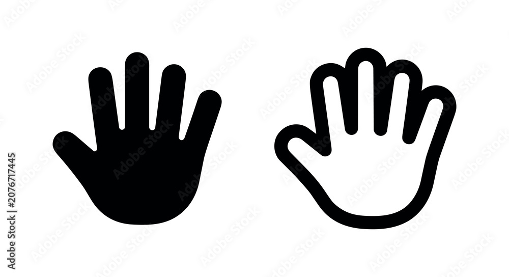 Fototapeta premium Hand or Palm Icon Set. Stop, Gesture, and Interaction Symbol.