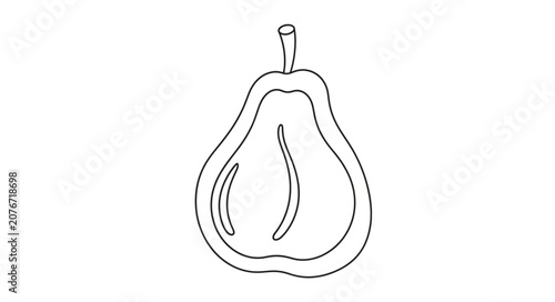 Photos Line Drawing of a Pear with a Slice Revealing Inside