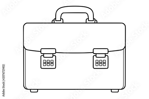 Classic lawyer briefcase vector icon illustration with combination locks and handle, clean black outline drawing for attorney office, legal practice, corporate law, documents and professional casework