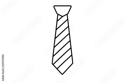 Striped lawyer tie vector icon illustration in hand-drawn black outline style, minimalist necktie symbol for attorney dress code, court apparel, legal profession, office uniform and business attire