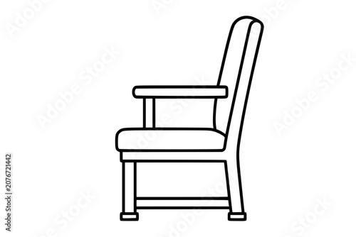 Plaintiff chair in courtroom hand-traced vector icon, clean outline illustration of legal witness seating, justice hearing, trial testimony furniture, minimalist black line art for law graphics
