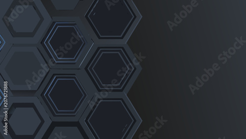 Obraz na plátně Hexagonal pattern in dark gray tones creates a textured three dimensional backgr
