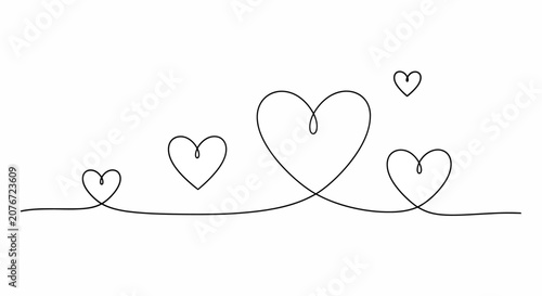 Canvas-taulu A minimalist line drawing of interconnected hearts floating on a wire