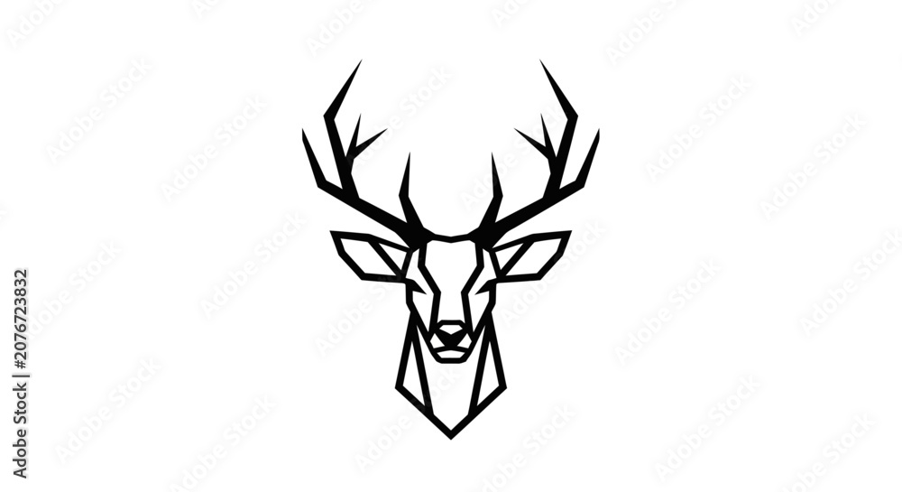 Fototapeta premium Geometric deer head vector illustration on white background.