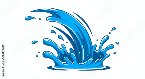 Cartoon blue water splash isolated on white background