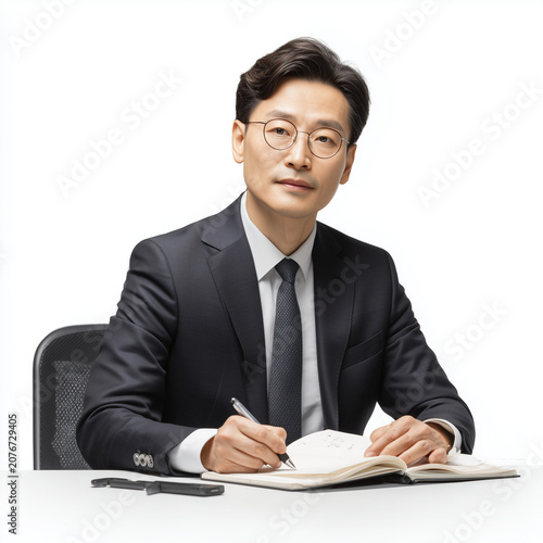Businessman Writing Documents, Office Work and Professional Business Concept
