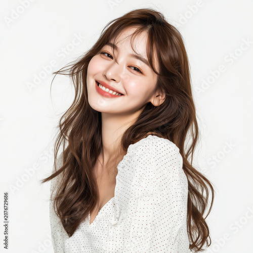 Smiling Young Woman Portrait, Beauty and Positive Emotion Concept
