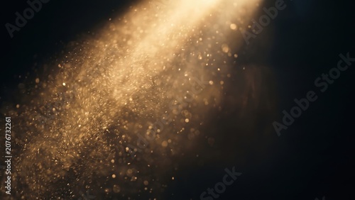 Golden Dust Particles with Sunlight Rays for Cinematic Atmospheric Background