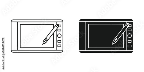 Schilderij op canvas Tablet and stylus pen for digital creation and workflows in style