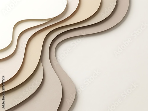Layered Paper Curves With Neutral Tones A Minimalist Scenic Background abstract arrangement beige brown