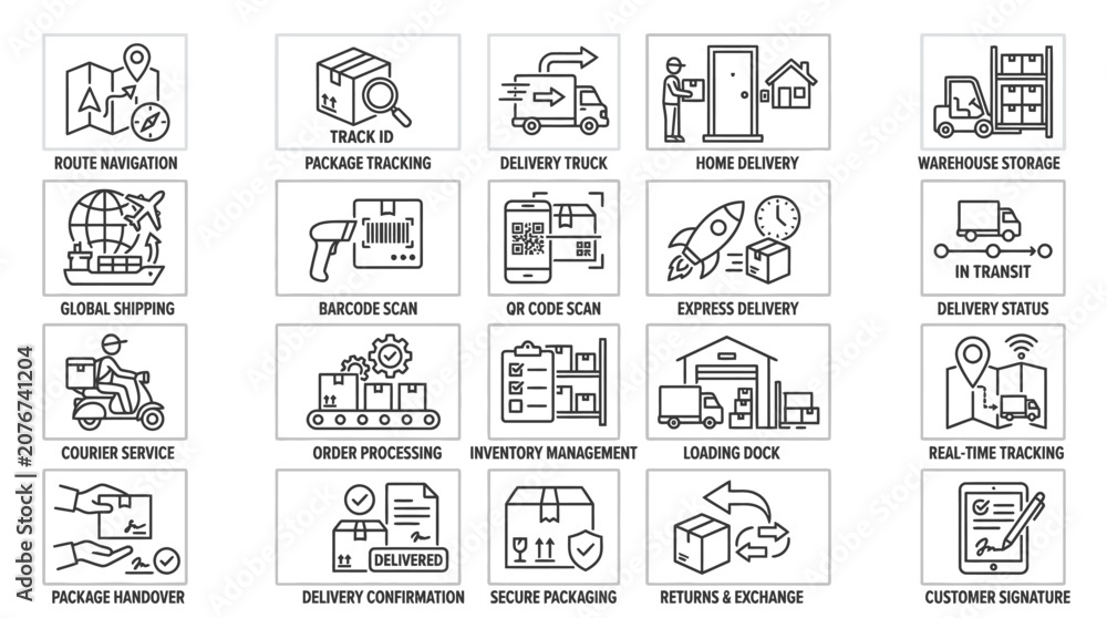 Fototapeta premium Logistics and shipping icons set.