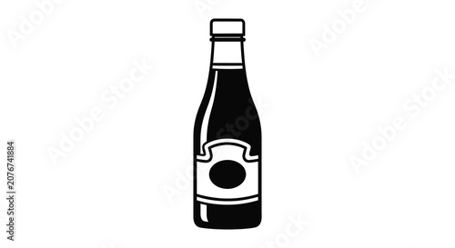 Canvas Print Wine bottle silhouette black white background drink