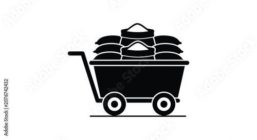 Cart loaded with sacks silhouette load transport