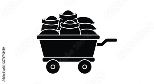 Cart loaded with sacks silhouette load transport