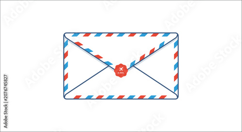 Bild auf Leinwand Opened envelope with airmail seal a flat vector illustration on a white backgrou