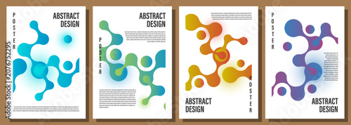 Gradient molecular structure posters. Liquid shapes with soft effects. Artistic, scientific graphic design collection. Modern colorful art series molecule gradient abstract colorful.