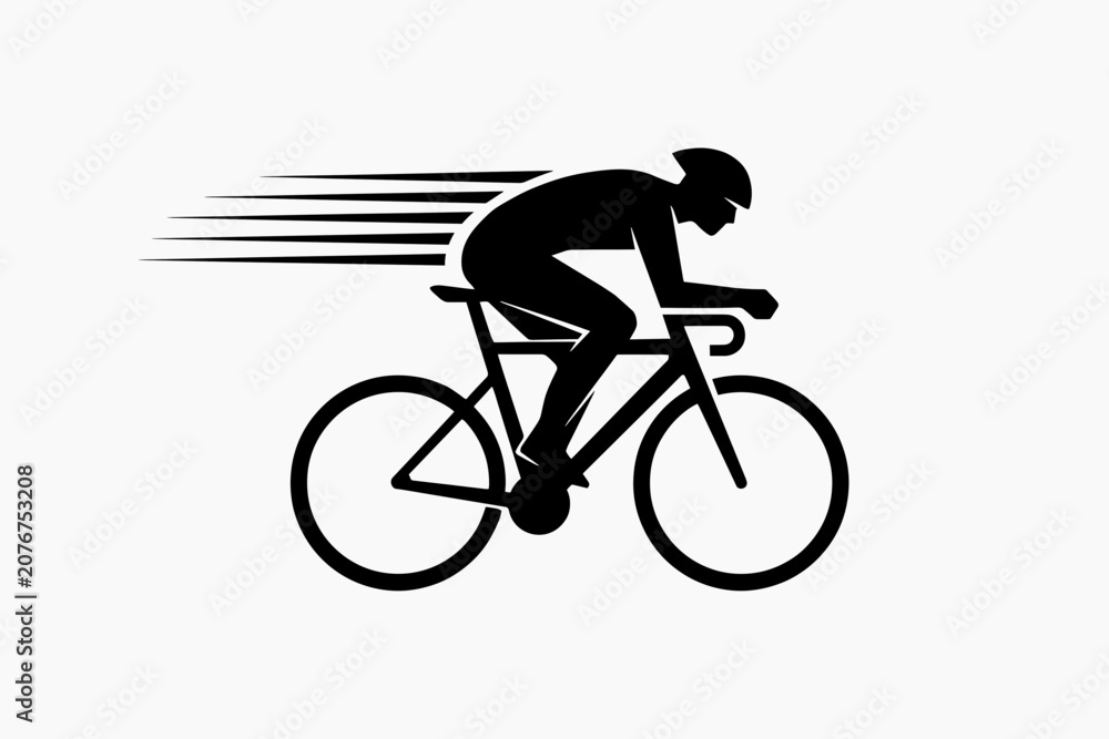 Fototapeta premium Minimalist Racing Cyclist Silhouette Vector for Road Cycling, Bicycle Sport and Athletic Competition