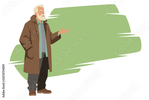 Calm elderly man explaining something wisely.