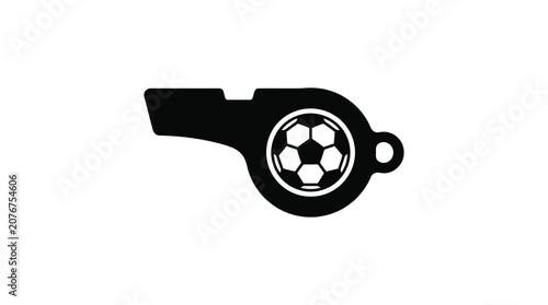 Soccer Whistle Icon Black Silhouette On White Background