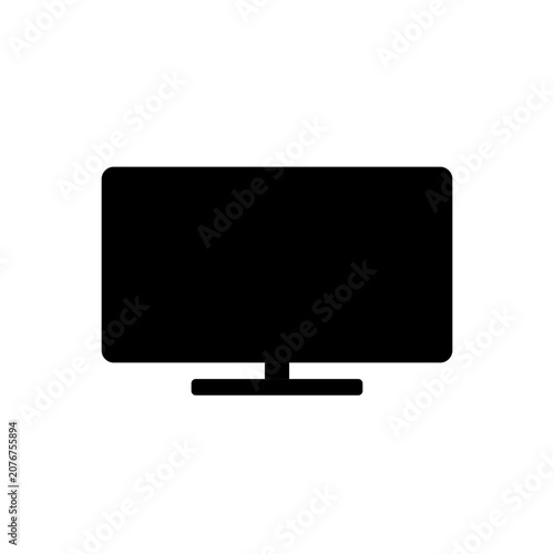 Flat solid television screen icon symbol isolated on white background for UI and graphic design