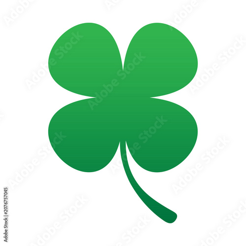 Canvas Print Minimalist 2D flat green four-leaf clover icon isolated on white