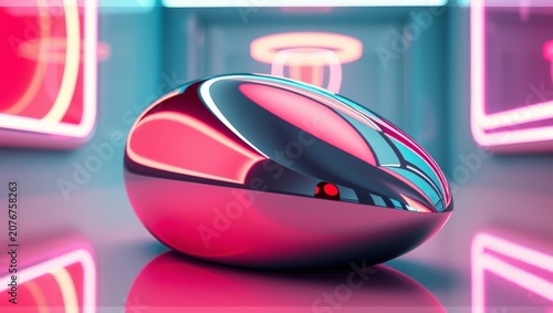Ergonomic Metallic Cyberpunk Mouse with Neon Highlights
