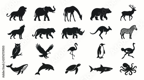 Set of wild animals silhouettes