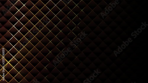 Luxury Gold Line Abstract Background Motion Graphic, Black Metallic Diamond Pattern, Elegant Corporate Presentation Loop