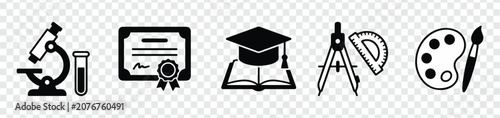 Foto Set of education, diploma, and academic subject icons