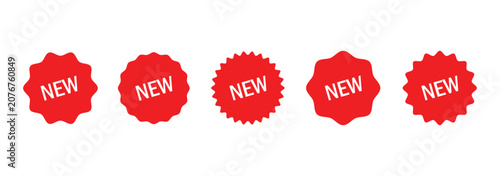 New Sticker Set Zigzag Discount Price Drop Special Price Campaign Fair Decoration Adornment Seal Stamp. Set of new arrival shop product tag icon. Set of new arrival tag icon set.