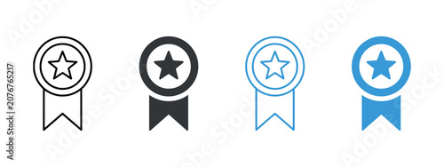 Fotografie Star shaped award ribbon icon four color variations