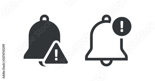 Photos Notification Bell Icon With Exclamation Point Flat Silhouette Style