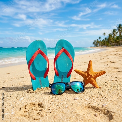 flip flops on the beach