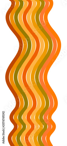 Vibrant wavy stripes in orange, red, and green hues