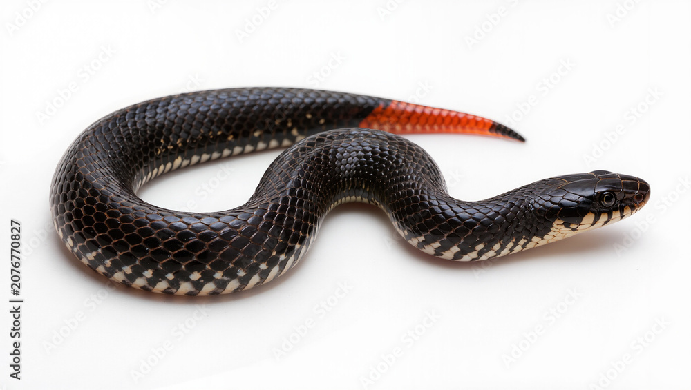 Obraz premium Isolated Red-tailed Pipe Snake on a white studio background