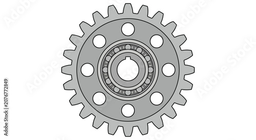 Картината върху платно Gray sprocket with central bearing and circular cutouts vector illustration on a