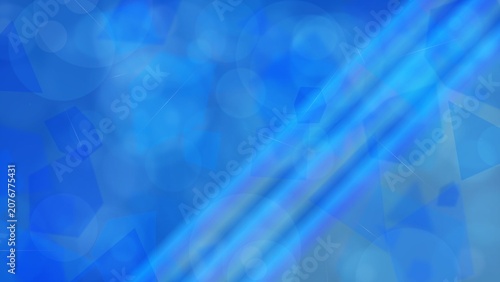 Abstract Blue Bokeh Lights and Geometric Shapes with Diagonal Light Streaks