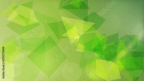 Abstract Green Geometric Shapes with Soft Bokeh Lights