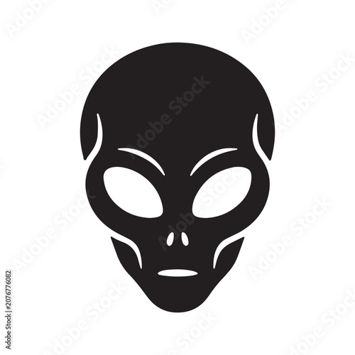 Canvastavla Black silhouette of an alien head icon with extraterrestrial creature silhouette