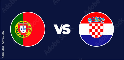 Fotografie Portugal vs Croatia national flags in circle format, circular flag icons, vector