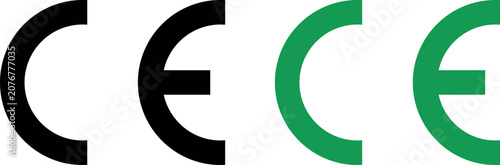 Foto CE Certification Logo Collection Black and White Vector Icons