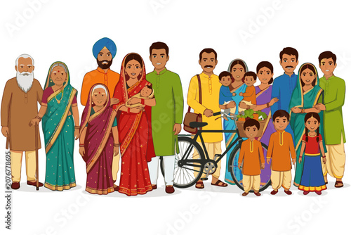 Indian Cultural Lifestyle Characters in Traditional Dress