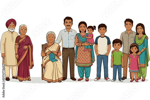 Indian Culture Character Vector in Ethnic Traditional Attire