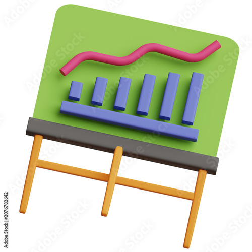 Obraz na plátně Presentation 3D Icon Illustration for your website, user interface, and presentation