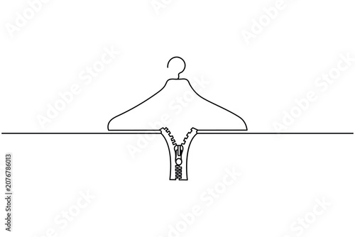 Hanger zipper concept vector illustration continuous line drawing