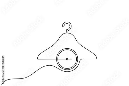 Hanger clock concept vector illustration in continuous line drawing