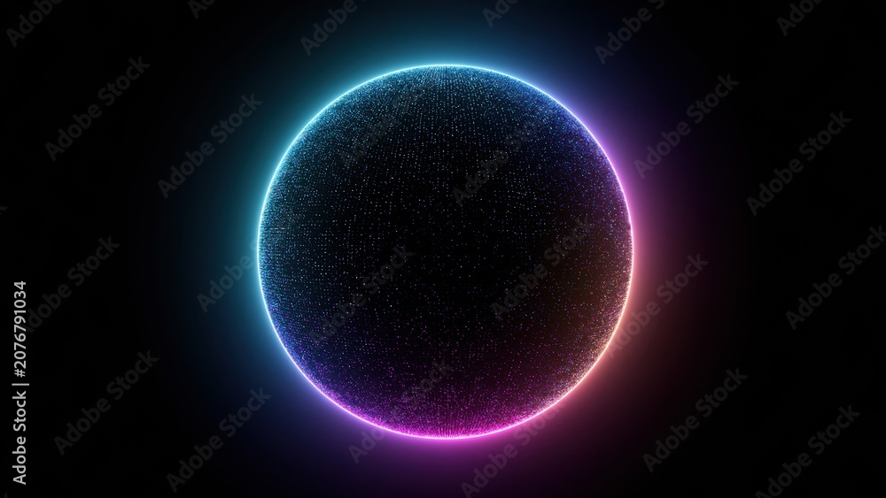 Obraz premium Abstract glowing plasma sphere on dark background