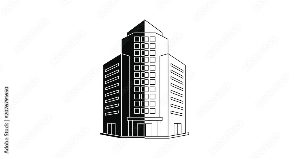 Fototapeta premium Skyscraper silhouette building architecture city scape urban structure